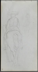 Taccuino degli schizzi, pagina 19: studio di una figura a cavallo vista da dietro