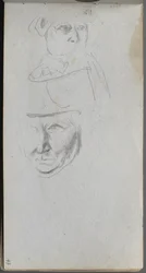 Quaderno di schizzi, pagina 47: Studi di tre volti