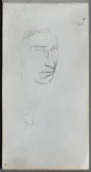 Quaderno degli schizzi, pagina 61: Volto, profilo a 3/4