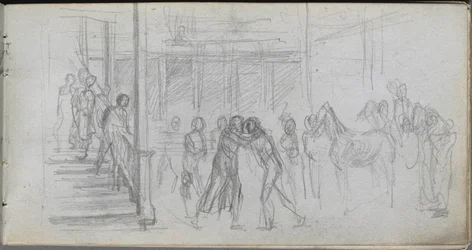 Taccuino, pagina 62: Studio di figura, scala, cavallo
