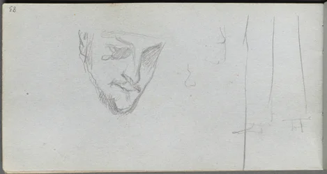 Taccuino, pagina 83: Studio di un volto, gambe