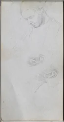 Taccuino, pagina 96: Studio di un volto, orecchie