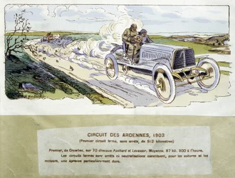 Corsa: il circuito delle Ardenne nel 1903, disegno di Ernest Montaut (1878-1909)