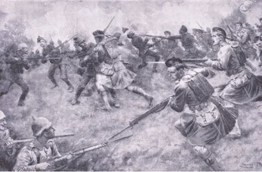 Carica galante degli Scozzesi di Londra, dalla Storia della Grande Guerra Vol 3 pubblicata da Waverley Book Co Limited, c.1920