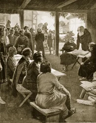 La fondazione di Cambridge nel 1109, illustrazione da 