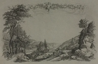 Sei vedute del castello di Heidelberg: Copertina, scena di caccia