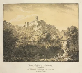 Sei vedute del castello di Heidelberg: verso est, 1820