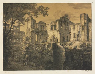 Sei vedute del castello di Heidelberg: Parte occidentale, 1820