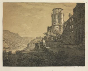 Sei vedute del castello di Heidelberg: cortile, all