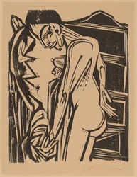 Nudo femminile davanti a un armadio, 1916