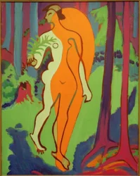 Nudo in arancione e giallo