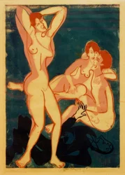 Tre nudi e uomo sdraiato
