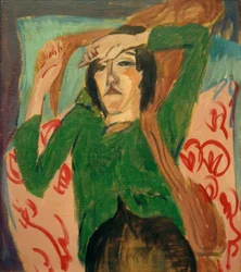 Donna con giacca verde