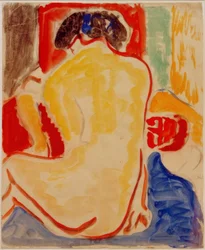 Nudo giallo di schiena
