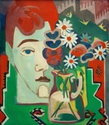 Testa di mulino con fiori