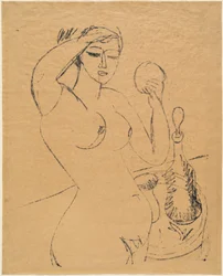 Ragazza nuda alla toilette