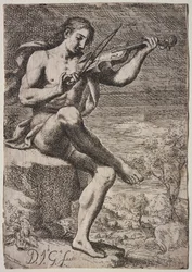 Uomo nudo che suona il violino