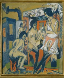 Nudi in studio (olio su tela)