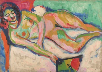 Nudo reclinato con ventaglio