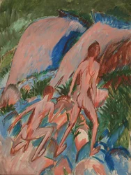 Due figure nude in un paesaggio, 1913