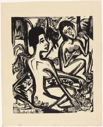 Due donne nude nel bosco