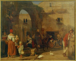 E. Meyer, Al mercato e fontana presso Tivoli