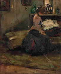 Signora che legge (olio su tela)