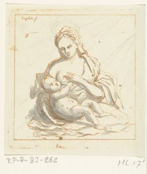 Maria dà il seno a Cristo