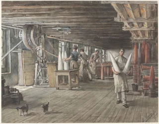 Interno della fabbrica di zucchero della ditta Vom Rath