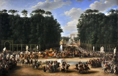 Il corteo nuziale di Napoleone I e Maria Luisa attraversa il Jardin des Tuileries il 2 aprile