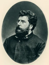 Ritratto di George Bizet (1838-1875) compositore francese - Fotoincisione di una fotografia di Etienne Carjat (1828-1906) - Compositore Georges Bizet - Fotoincisione