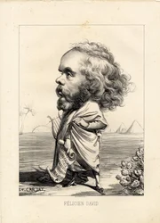 Foglio volante - Illustrazione di Etienne Carjat: Egitto, Lira, Piramidi - David Felicien