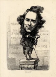 Foglio volante - Illustrazione di Etienne Carjat (1826-1906): Sivori Camille Camillo (1815-1894)