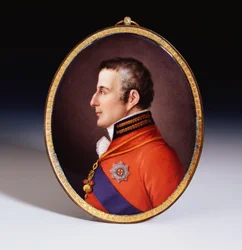 Una placca ovale ritratto di Sevres non registrata del Duca di Wellington (1769-1852), in uniforme completa, indossando l