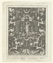 Mercurio (serie: Decorazioni piatte con figure divine in una cornice di grottesche)