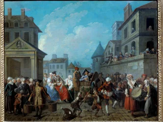 Carnevale nelle strade di Parigi (dipinto di Etienne Jeaurat)