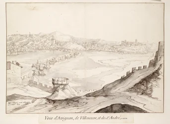 Vista del Ponte di Avignone verso Villeneuve, inizio XVII secolo