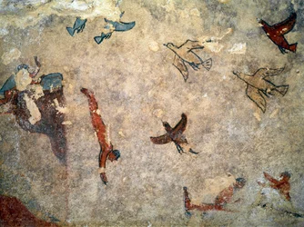 Un subacqueo (dettaglio di affresco, 520-510 a.C.)