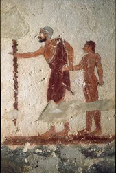 Un vecchio accompagnato da un giovane (dettaglio)