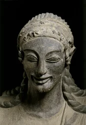 ARTE ETRUSCA: Apollo (particolare). 510-490 a.C. circa. Da Veio, santuario di..., 510-490 ca. a.C. (terracotta)