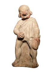 Civiltà etrusca: rappresentazione di un attore comico con espressione grottesca. Scultura del II secolo a.C. Londra, British Museum