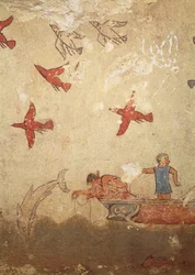 Barca da pesca, dalla Tomba della Caccia e della Pesca, c.520-10 a.C.