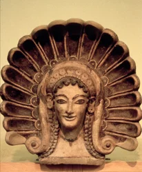 Elemento decorativo nel tempio etrusco di Veio, VI secolo a.C. (ceramica policroma)