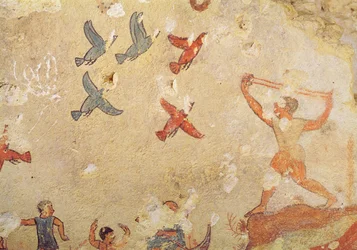 Cacciatore di uccelli, dalla Tomba della Caccia e della Pesca, c.520-10 a.C.