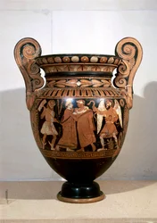Ceramica a figure rosse, Cratere a volute raffigurante Alcesti che abbraccia Admeto e iscrizione dei nomi, del Pittore di Alcesti