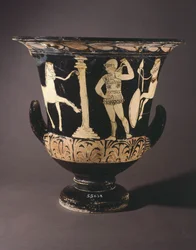 Cratere del Pittore di Londra. Ceramica a figure rosse da Gualdo Tadino (Umbria). Civiltà etrusca, IV secolo a.C.