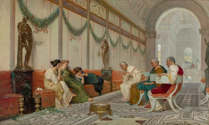 Interno di edificio romano con figure