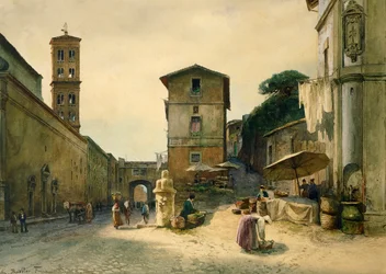 Via dei Penitenzieri a Roma, di Ettore Roesler Franz (1845-1907), dalla serie Roma sparita (Roma scomparsa)