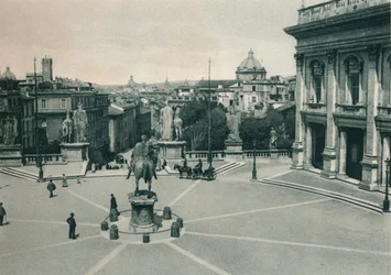 Piazza del Campidoglio con la statua di Marco Aurelio, Roma, Italia