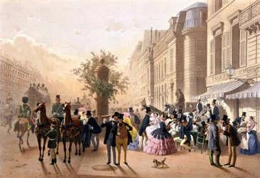 Boulevard des Italiens (davanti a Tortoni) - Litografia di Guérard